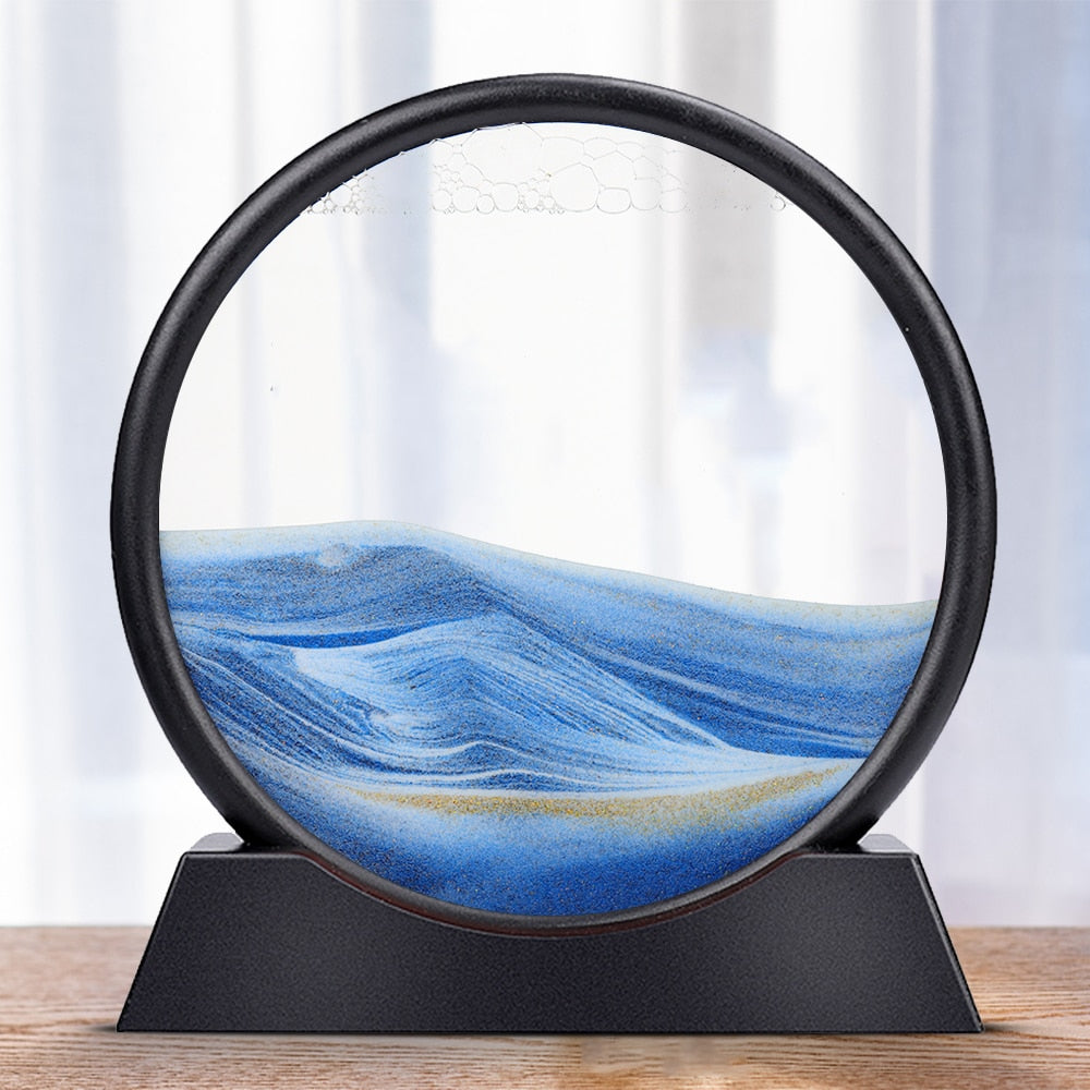 LED Moving Sand Art Table Lamp with 7 Color USB Quicksand Night Light 3D Sandscape Hourglass Bedside Lamps Home Decor Gift